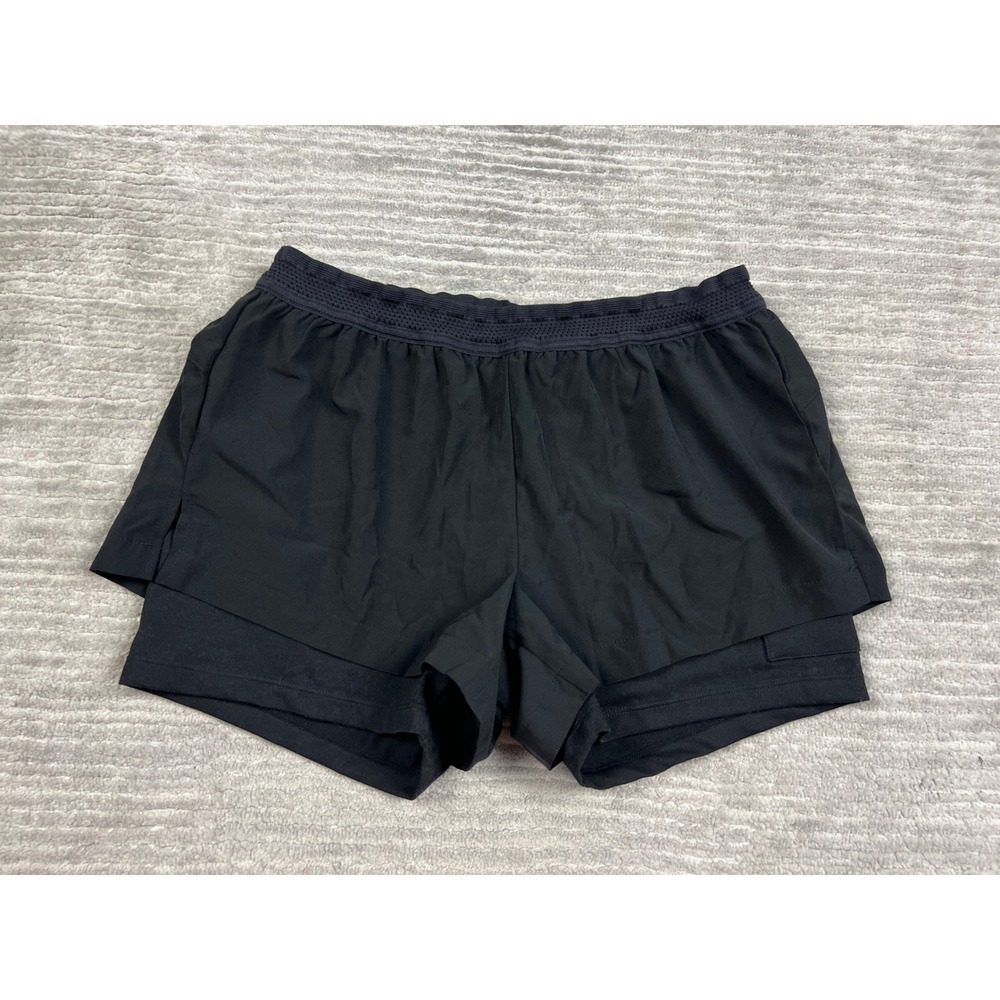 Mono B Shorts Womens Medium Black AP2007 2-in-1 Layered Active Running Gym
